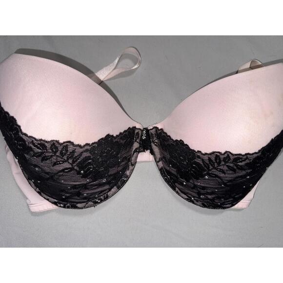 Smart & Sexy Pink and Black Lace Push-Up Bra 40D - Picture 9 of 9